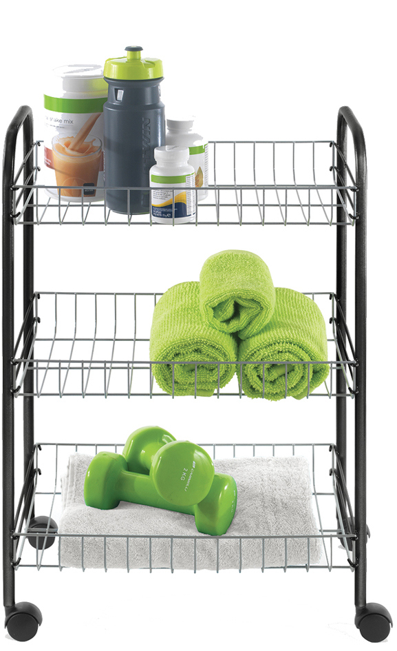 Metaltex allround trolley Sprinter 3 etages zilver-zwart Metaltex allround trolley Sprinter 3 etages zilver-zwart