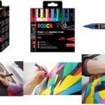 POSCA Pigmentmarkers met penseelpunt, set van 8 stuks, kleurenmix