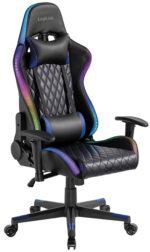 LogiLink gamingstoel met RGB-verlichting, hoofd- en lendensteun, zwart