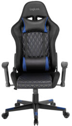 LogiLink gamingstoel met RGB-verlichting, hoofd- en lendensteun, zwart