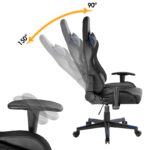 LogiLink gamingstoel met RGB-verlichting, hoofd- en lendensteun, zwart