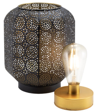 Securit LED tafellamp MARRAKECH oplaadbaar zwart/goud