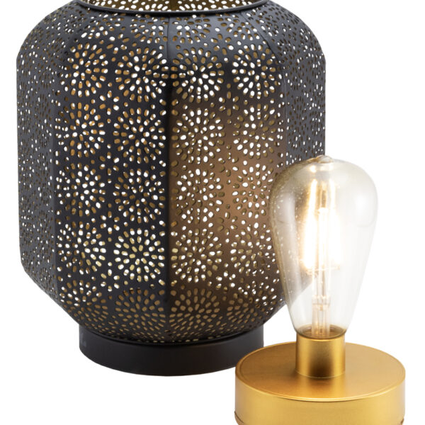 Securit LED tafellamp MARRAKECH oplaadbaar zwart/goud