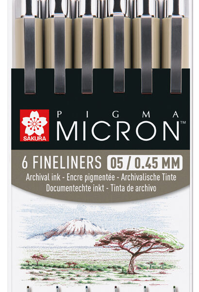SAKURA PIGMA MICRON fineliner 0,45mm aardkleuren 6 stuks
