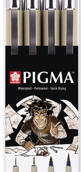 SAKURA PIGMA MICRON Fineliner Manga Set sepia 4-delig