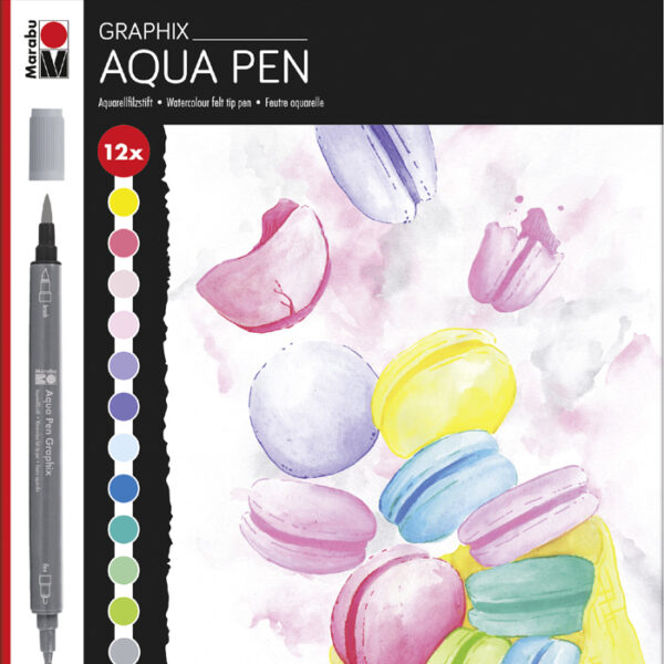 Marabu Brushpennen Aqua Potloden Graphix IJskristal, Doos 12 stuks