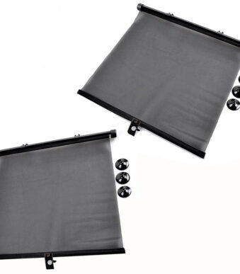 IWH auto zonnescherm rolgordijn, zwart, set van 2 stuks