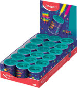 Maped dubbele puntenslijper PIXEL PARTY, metaal met opvangbak, 18 stuks display