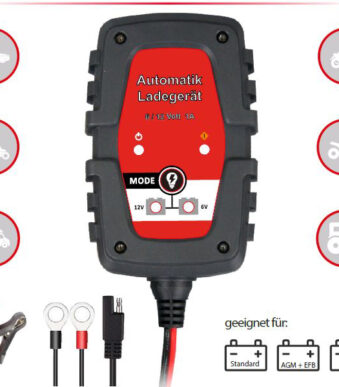 IWH Acculader voor Auto & Motor, 1A, 6/12V