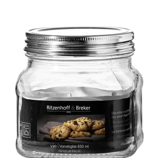 Hoekige voorraadpot VIO van 0,65 liter