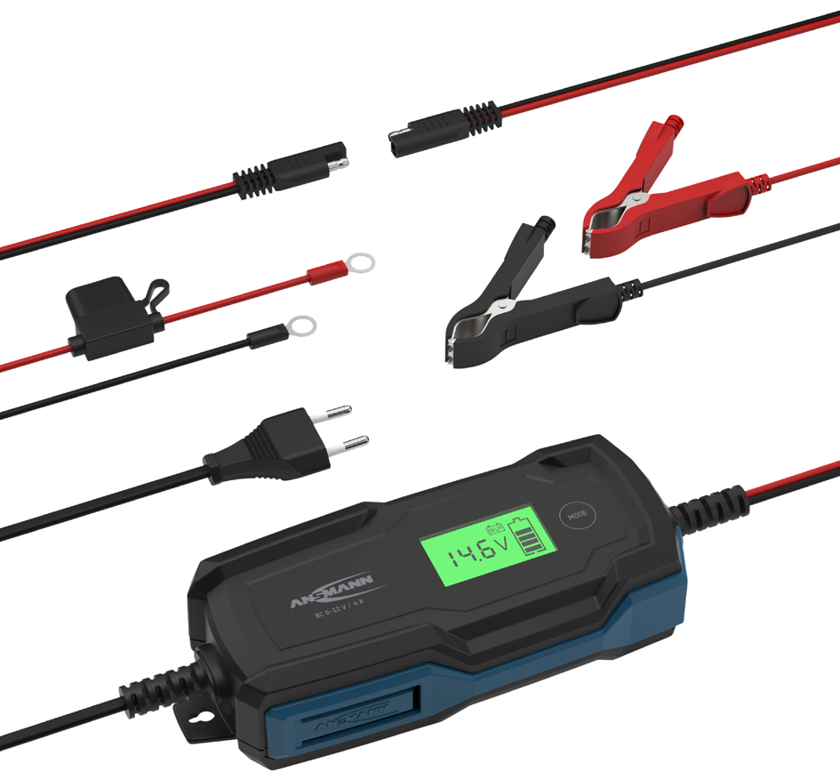 ANSMANN Acculader Auto 6-12V/4A, zwart/blauw ANSMANN Acculader Auto 6-12V/4A, zwart/blauw