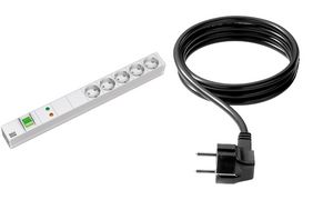 BACHMANN 19 inch stekkerdoos 1HE 5-voudig met schakelaar