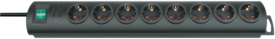 Brennenstuhl Primera-Line stekkerdoos 8-voudig zwart met schakelaar