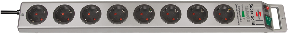 Brennenstuhl stekkerdoos Super-Solid 8-voudig zilver met overspanningsbeveiliging
