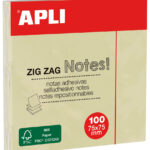 APLI plakbriefjes zig zag, 75 x 75 mm, geel