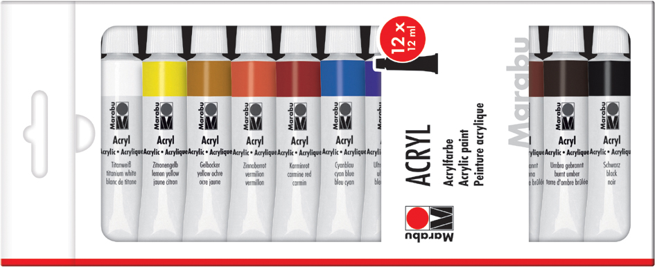Marabu Acrylverf, 12 ml, set van 12