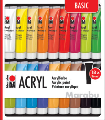 Marabu Acrylverf Set, 18 x 36 ml, diverse kleuren