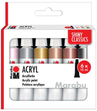 Marabu acrylverf set Shiny Classics, 6 x 12 ml