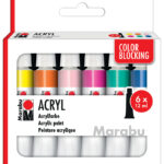 Marabu Acrylverf Set Color Blocking, 6 x 12 ml