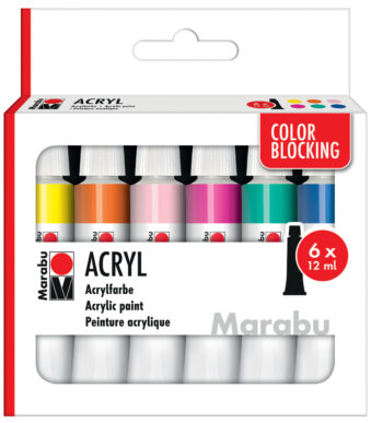 Marabu Acrylverf Set Color Blocking, 6 x 12 ml