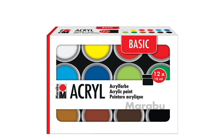 Marabu Acrylverf Set BASIC, 12 x 18 ml Marabu Acrylverf Set BASIC, 12 x 18 ml