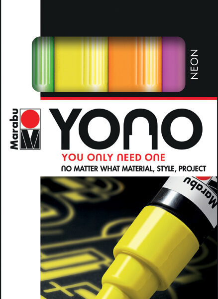 Marabu acrylmarker YONO 1,5-3,0 mm, set van 4 neonkleuren