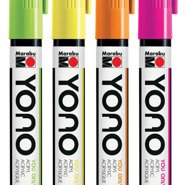 Marabu acrylmarker YONO 1,5-3,0 mm, set van 4 neonkleuren