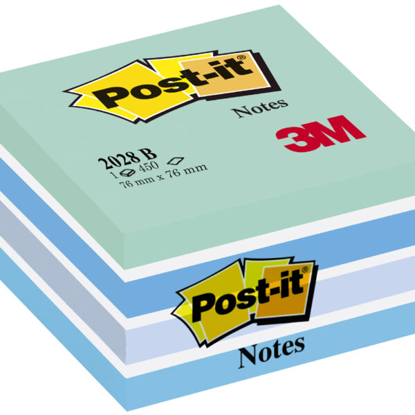 Post-it plaknotitieblok kubiek, 76 x 76 mm, pastel blauw