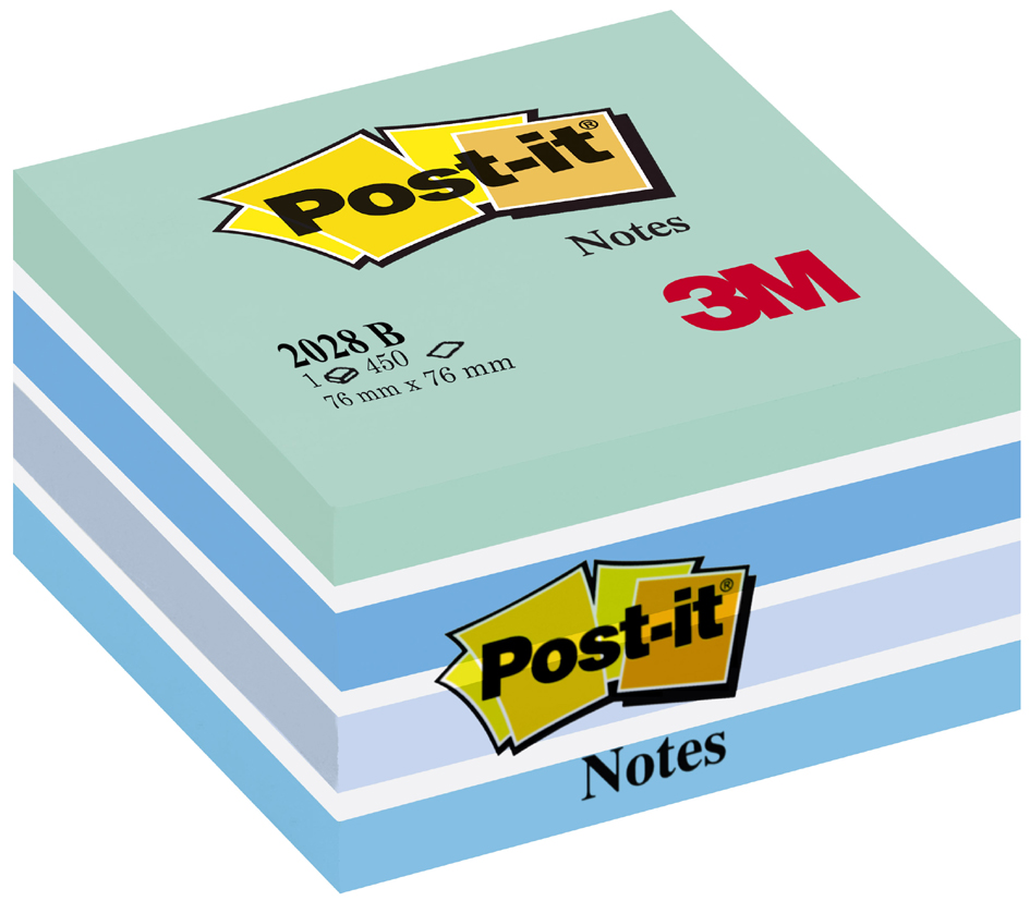 Post-it plaknotitieblok kubiek, 76 x 76 mm, pastel blauw Post-it plaknotitieblok kubiek, 76 x 76 mm, pastel blauw