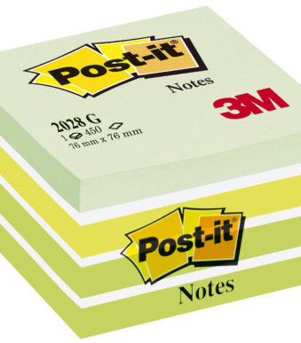 Post-it zelfklevende notitieblokjes kubus, 76 x 76 mm, pastel groentinten