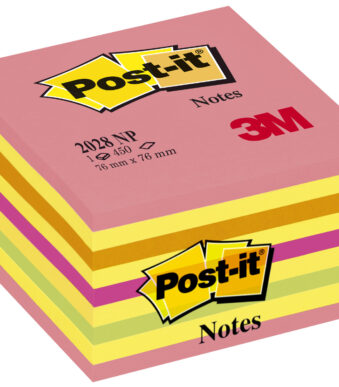 Post-it plaknotitieblok, 76 x 76 mm, neon roze tinten