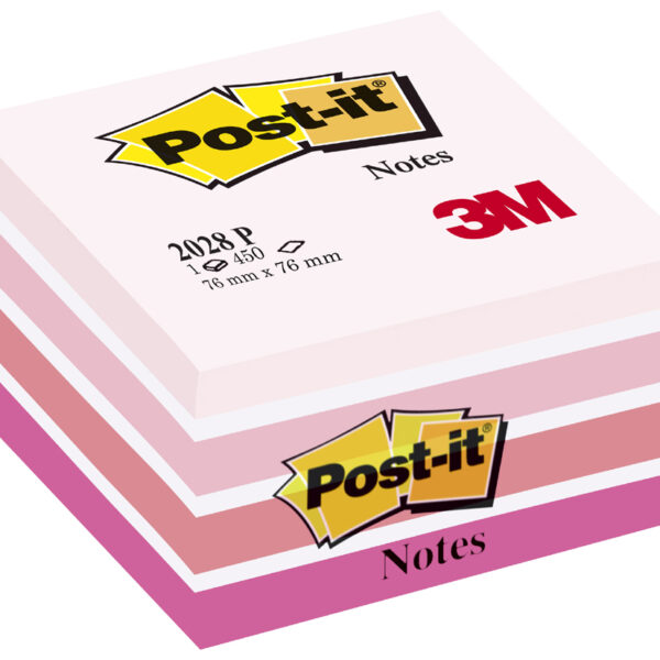 Post-it zelfklevende notitieblokje, 76 x 76 mm, pastel roze tinten