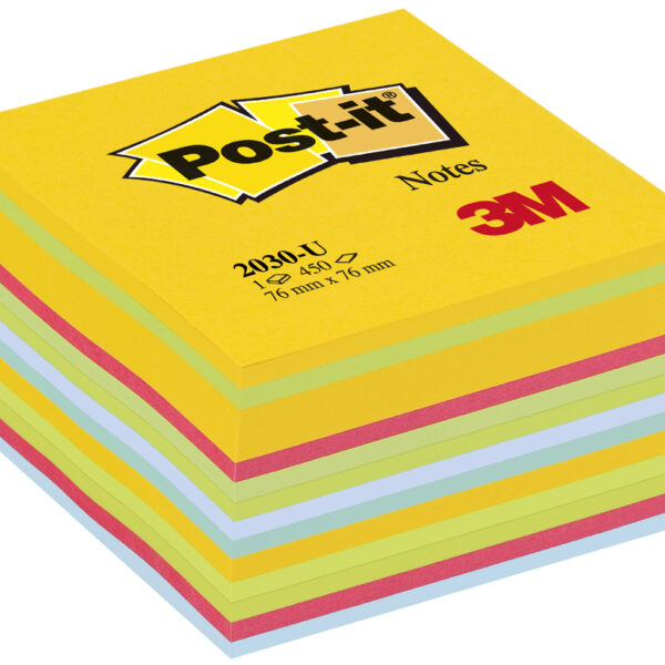 Post-it plaknotities blok, 76 x 76 mm, 450 vel, ultra kleuren