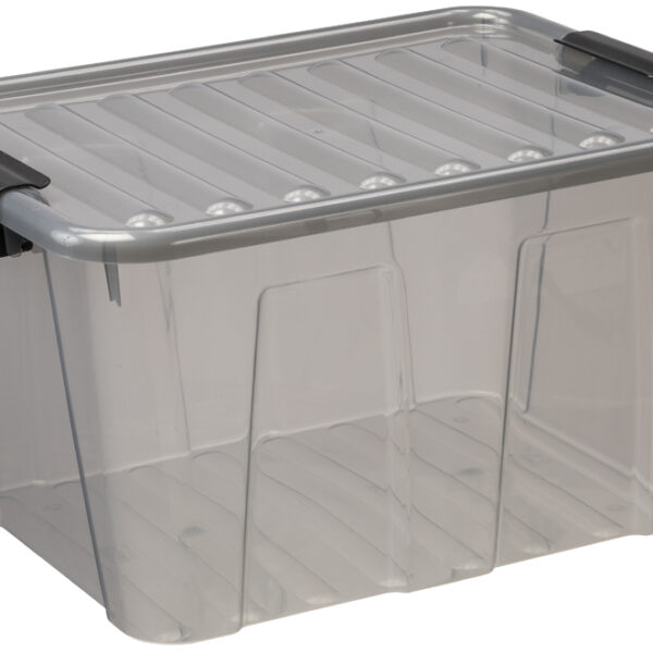 Kunststof opbergbox huisbox, 30 liter, grijs