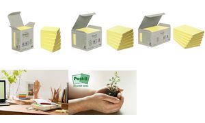 Post-it Zelfklevende memoblaadjes gerecycled, 76 x 76 mm, geel