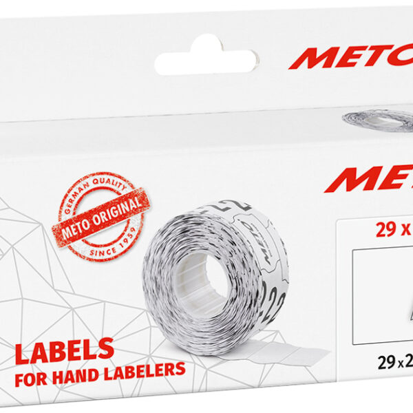 METO etiketten voor prijstang, 29 x 28 mm, wit