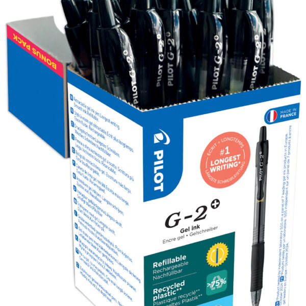 PILOT gelpen G-2 PLUS 05, voordeelpak, zwart