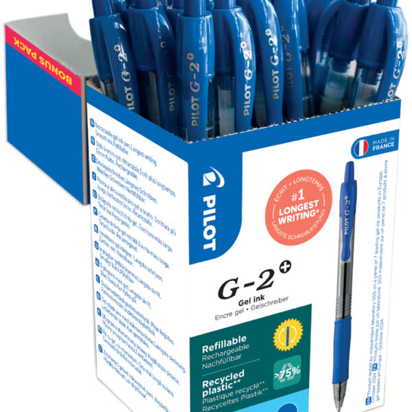 PILOT gelpen G-2 PLUS 05, voordeelverpakking, blauw