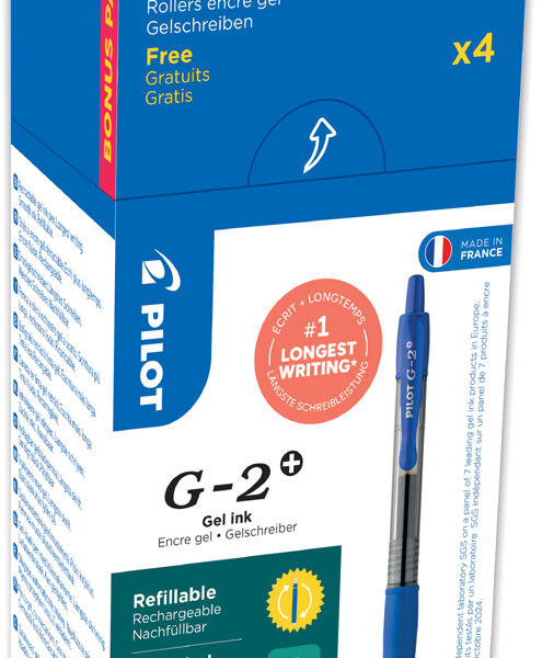 PILOT gelpen G-2 PLUS 05, voordeelverpakking, blauw