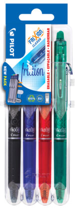 Pilot wrijfbare gelpen Frixion Ball Clicker 0,7mm, 4-delige set in etui
