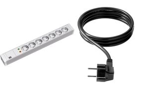 BACHMANN 19" stekkerdoos PVC 7-voudig met overspanningsbeveiliging