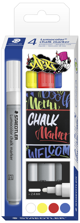 STAEDTLER krijtmarkers Lumocolor, 4 stuks in etui