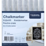 EUROPEL krijtmarkers 3 mm, set van 8 stuks, wit