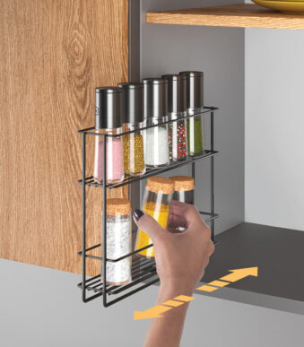 Metaltex Kruidenrek In & Out LAVA, uittrekbaar, zwart