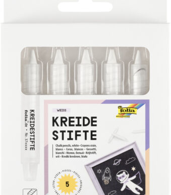 Folia krijtpennen set wit, 5 stuks in etui