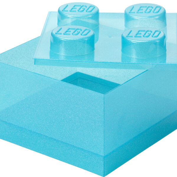 LEGO Opbergbox 4 Noppen Glitter Lichtblauw