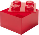 LEGO Opbergbox 4 Noppen met Deksel, Rood Transparant, 5,7 Liter