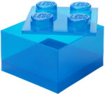 LEGO Opbergbox 4 Noppen met Deksel, Blauw Transparant