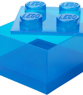 LEGO Opbergbox 4 Noppen met Deksel, Blauw Transparant