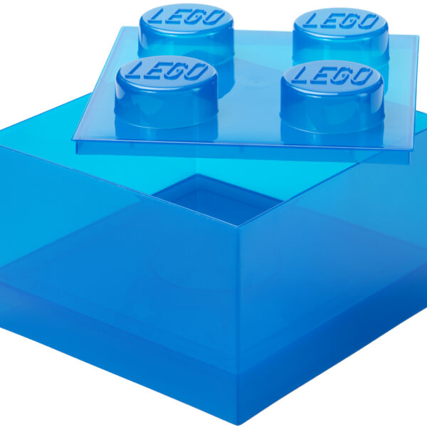 LEGO Opbergbox 4 Noppen met Deksel, Blauw Transparant